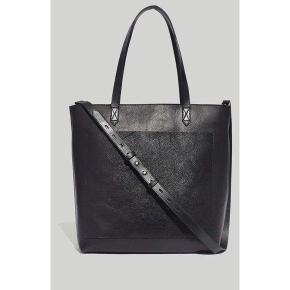 Madewell Black Leather Tote Bag - Picture 1 of 9